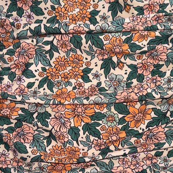 Cupshe Floral One-Piece Swimsuit - Orange and Green - Picture 2 of 4